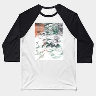 Sirens And Dolphins In Northern Lights Baseball T-Shirt